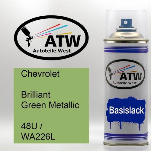 Chevrolet, Brilliant Green Metallic, 48U / WA226L: 400ml Sprühdose, von ATW Autoteile West.